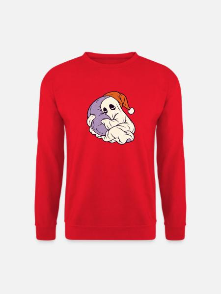 Schlafender Geist mit Weihnachtsmütze - Unisex Pullover - Rot