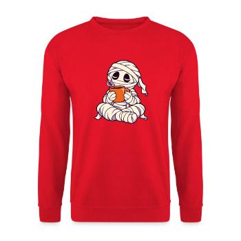 Mumie mit Tee - Unisex Pullover - Rot - Vorne - Alina (178cm) & Michal (187cm)