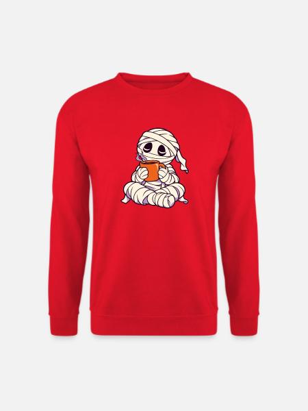 Mumie mit Tee - Unisex Pullover - Rot