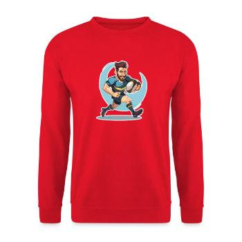 Rugbyspieler - Unisex Pullover - Rot - Vorne - Alina (178cm) & Michal (187cm)