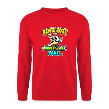 Rente 2027 lädt - Sanduhr mit Ladebalken - Unisex Pullover - Rot - Vorne - Alina (178cm) & Michal (187cm)