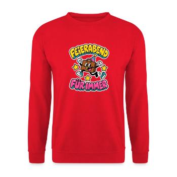Feierabend für immer - Aktentasche Rente - Unisex Pullover - Rot - Vorne - Alina (178cm) & Michal (187cm)