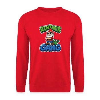 Rentner Gang - cooler Gartenzwerg - Unisex Pullover - Rot - Vorne - Alina (178cm) & Michal (187cm)