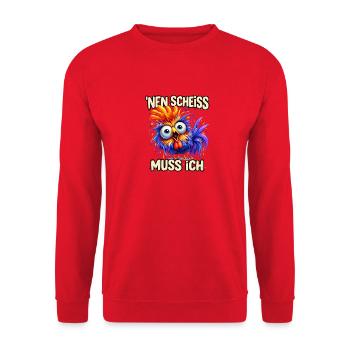 Nen Scheiss Muss Ich - Unisex Pullover - Rot - Vorne - Alina (178cm) & Michal (187cm)