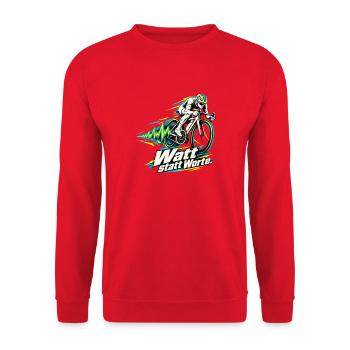 Rennradfahrer Radsport Watt statt Worte - Unisex Pullover - Rot - Vorne - Alina (178cm) & Michal (187cm)