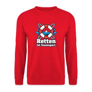 Rettungsschwimmer Lifeguard Team Wasserrettung - Unisex Pullover - Rot - Vorne - Alina (178cm) & Michal (187cm)