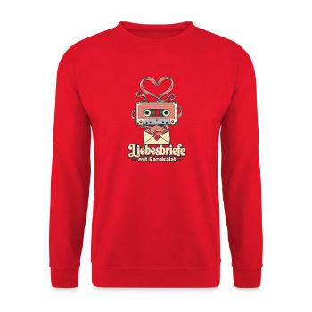 Kassette Mixtape Bandsalat Retro Musikfan - Unisex Pullover - Rot - Vorne - Alina (178cm) & Michal (187cm)