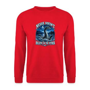  Nessie Doesn't Believe In You Either Loch Ness - Unisex Pullover - Rot - Vorne - Alina (178cm) & Michal (187cm)