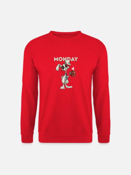 Montagshase mit Kaffee - Unisex Pullover - Rot