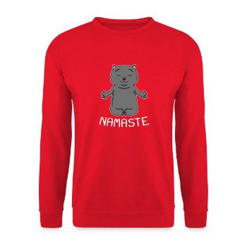Katze Britische Kurzhaar Yoga - Unisex Pullover - Rot - Vorne - Alina (178cm) & Michal (187cm)