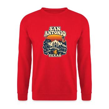 Texas San Antonio Retro  - Unisex Pullover - Rot - Vorne - Alina (178cm) & Michal (187cm)