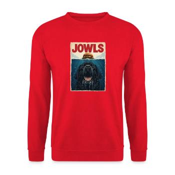 Jowls – Neufundländer Hund Newfie Papa Newfie Mama - Unisex Pullover - Rot - Vorne - Alina (178cm) & Michal (187cm)