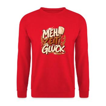 Backliebe Mehlzeit Glück Geschenk für Backen - Unisex Pullover - Rot - Vorne - Alina (178cm) & Michal (187cm)