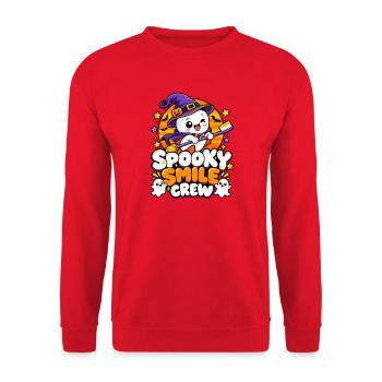 Spooky Smile Crew Halloween - Unisex Pullover - Rot - Vorne - Alina (178cm) & Michal (187cm)