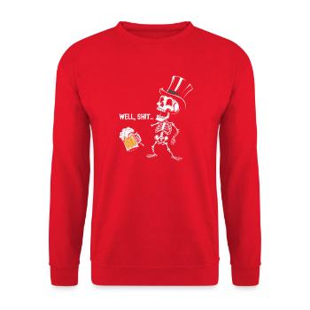 Well Shit Skeleton Lost Beer Halloween - Unisex Pullover - Rot - Vorne - Alina (178cm) & Michal (187cm)