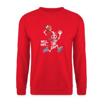 Well Shit Skeleton Lost American Football Hallowee - Unisex Pullover - Rot - Vorne - Alina (178cm) & Michal (187cm)