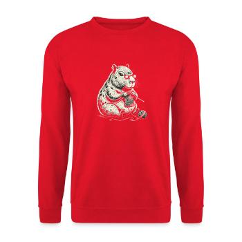 Capybara aus Vintage-Garn - Unisex Pullover - Rot - Vorne - Alina (178cm) & Michal (187cm)