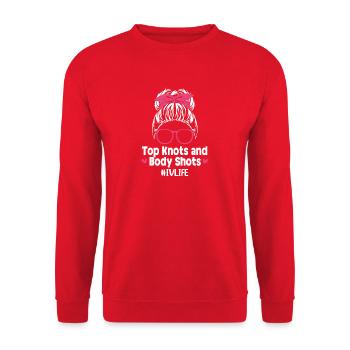 Embryo Transfer Tag Fötus - Unisex Pullover - Rot - Vorne - Alina (178cm) & Michal (187cm)