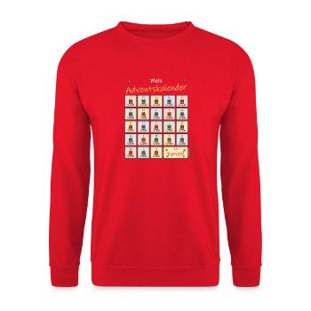 Adventskalender Schoki für Schulkinder - Unisex Pullover - Rot - Vorne - Alina (178cm) & Michal (187cm)