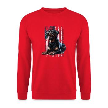 Rottweiler US Flagge - Unisex Pullover - Rot - Vorne - Alina (178cm) & Michal (187cm)