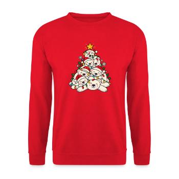 Eisbär Weihnachtsbaum lustige Tier Weihnachten - Unisex Pullover - Rot - Vorne - Alina (178cm) & Michal (187cm)