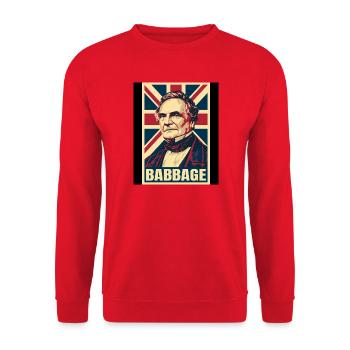 Charles Babbage UK Pop Art - Unisex Pullover - Rot - Vorne - Alina (178cm) & Michal (187cm)