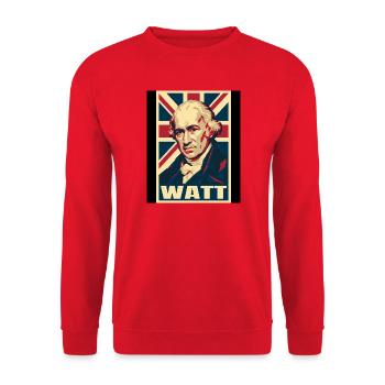 James Watt UK Pop Art - Unisex Pullover - Rot - Vorne - Alina (178cm) & Michal (187cm)