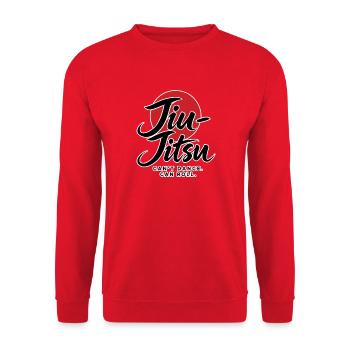 Jiu Jitsu – KANN NICHT TANZEN. KANN ROLLEN. - Unisex Pullover - Rot - Vorne - Alina (178cm) & Michal (187cm)