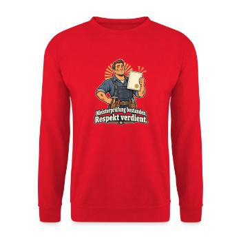 Meisterprüfung Bestanden Handwerksmeister Geschenk - Unisex Pullover - Rot - Vorne - Alina (178cm) & Michal (187cm)