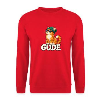Beanie-Katzenguide mit Sonnenbrille - Unisex Pullover - Rot - Vorne - Alina (178cm) & Michal (187cm)