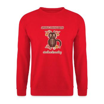 Noch blühende blühende Skelettkatze - Unisex Pullover - Rot - Vorne - Alina (178cm) & Michal (187cm)
