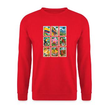 Kolumbien Briefmarken - Unisex Pullover - Rot - Vorne - Alina (178cm) & Michal (187cm)