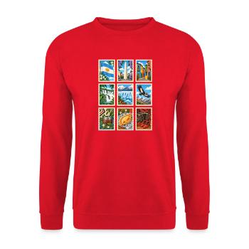 Argentinien Briefmarken - Unisex Pullover - Rot - Vorne - Alina (178cm) & Michal (187cm)