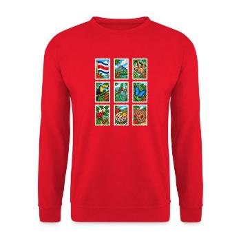 Costa Rica Briefmarken - Unisex Pullover - Rot - Vorne - Alina (178cm) & Michal (187cm)