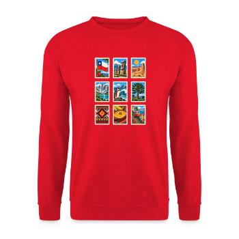 Chile Briefmarken - Unisex Pullover - Rot - Vorne - Alina (178cm) & Michal (187cm)