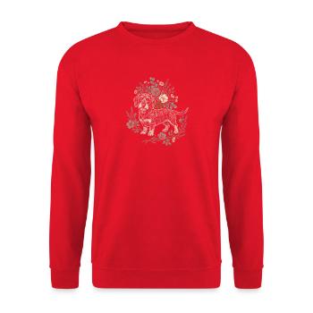 Dackel Welpe Blumenkranz Hundeliebe Porträt - Unisex Pullover - Rot - Vorne - Alina (178cm) & Michal (187cm)