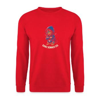 Dackel Ganz Dünnes Eis Frecher Hund Humor Spruch - Unisex Pullover - Rot - Vorne - Alina (178cm) & Michal (187cm)