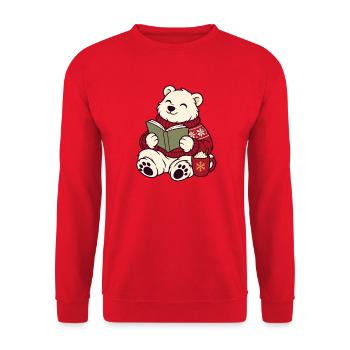 Winterleser Bärchen im Pullover - Unisex Pullover - Rot - Vorne - Alina (178cm) & Michal (187cm)