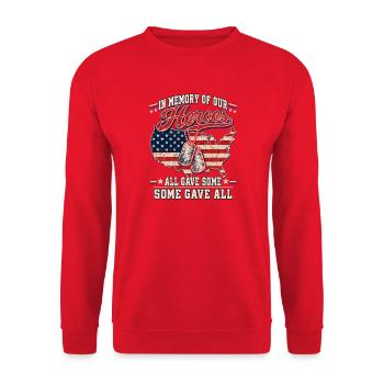 Helden-Gedenken USA Flagge Hundemarken - Unisex Pullover - Rot - Vorne - Alina (178cm) & Michal (187cm)