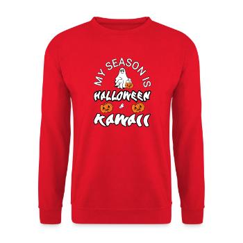 meine saison ist halloween  - Unisex Pullover - Rot - Vorne - Alina (178cm) & Michal (187cm)