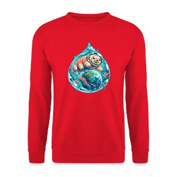 Kleine Tardigrade Kosmische Reise - Unisex Pullover - Rot - Vorne - Alina (178cm) & Michal (187cm)