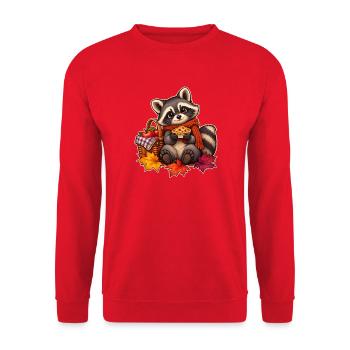 Herbst-Waschbär-Picknick - Unisex Pullover - Rot - Vorne - Alina (178cm) & Michal (187cm)