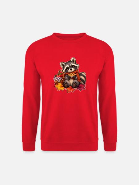 Herbst-Waschbär-Picknick - Unisex Pullover - Rot