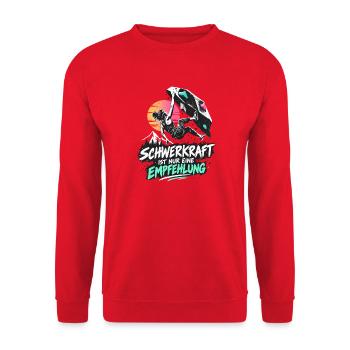 Bouldern Schwerkraft ist nur eine Empfehlung - Unisex Pullover - Rot - Vorne - Alina (178cm) & Michal (187cm)