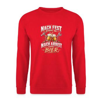 Nach Fest, Nach Arbeit, Bier - Unisex Pullover - Rot - Vorne - Alina (178cm) & Michal (187cm)