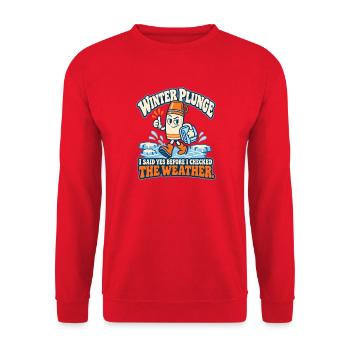 Winter Sprung Kaltwasser-challenge Schwimmfinisher - Unisex Pullover - Rot - Vorne - Alina (178cm) & Michal (187cm)