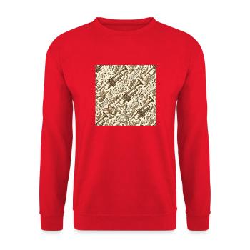 Trompete Noten und Musikornamente - Unisex Pullover - Rot - Vorne - Alina (178cm) & Michal (187cm)