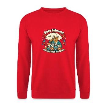 Chef Chefin Geschenk Gute Führung Team - Unisex Pullover - Rot - Vorne - Alina (178cm) & Michal (187cm)