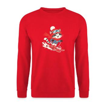 Skifahrer Weintrinken Winterurlaub Berge - Unisex Pullover - Rot - Vorne - Alina (178cm) & Michal (187cm)