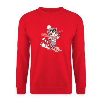 Ski Snowboard Wein Après Ski Winterparty - Unisex Pullover - Rot - Vorne - Alina (178cm) & Michal (187cm)